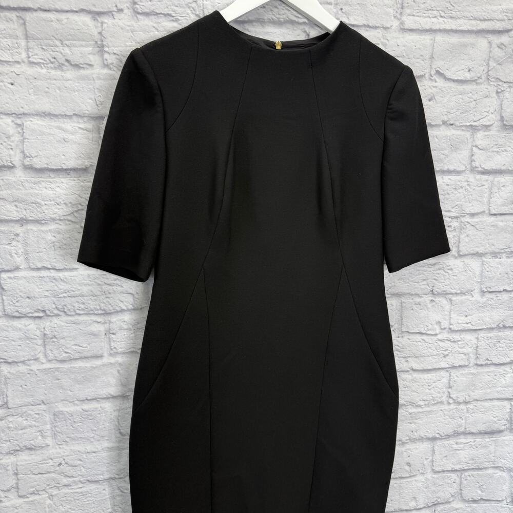 Trina Turk Size 4 Black Ponte Dress Knee Length 1/2 Sleeve Sheath fit - Picture 2 of 7
